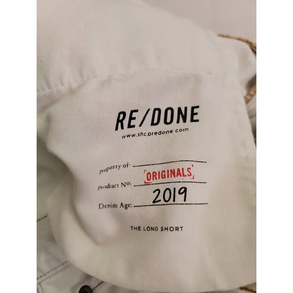 Re/Done X Originals The Long Denim Shorts SZ 29 Cotton Distressed Light Jorts